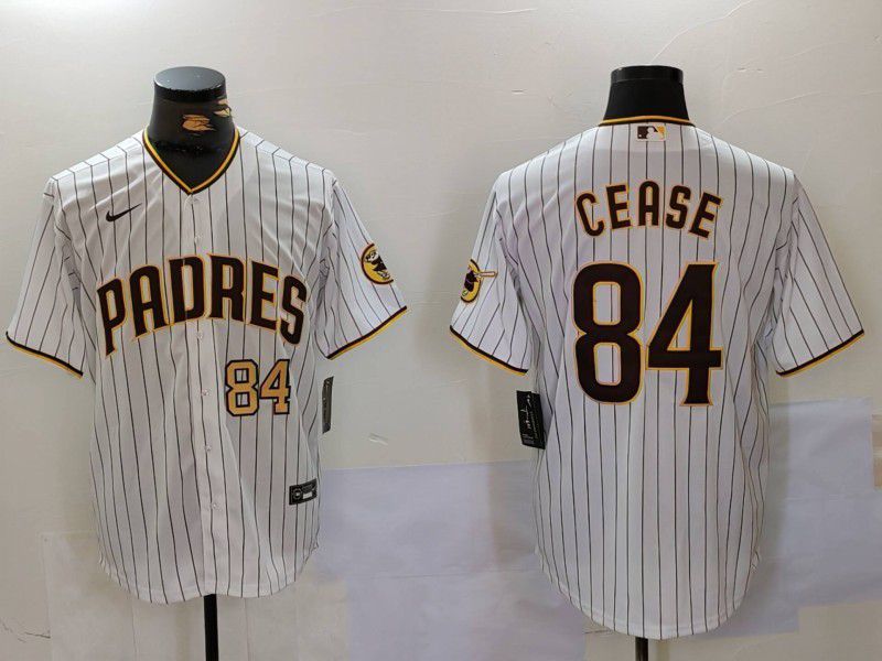 Men San Diego Padres #84 Cease White stripe Game 2024 Nike MLB Jersey style 4